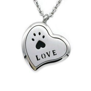 Animal Love Heart Stainless Steel Essential Oil Aromatherapy Pendant Necklace